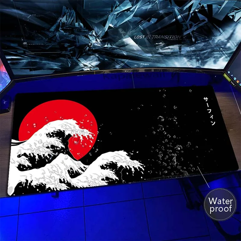 

Japanese Great Wave Rubber Mat Computer Mousepad Waterproof Large Mouse Pad Gaming MousePad Locking Edge Keyboard Mat Mousemat