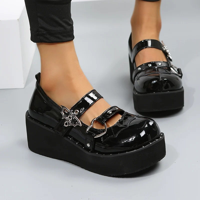 

Brand New Sweet Cute Mary Janes Women's Pumps Wedges High Heels Platform Pumps Female Gothic Girls Lolita Punk Shoes zapatos