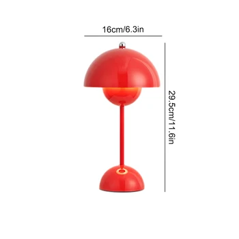 Mushroom Flower Bud LED Table Lamps Rechargeable Desk Lamp Touch Night Light For Bedroom Restaurant Cafe Modern Decoration Gifts 6