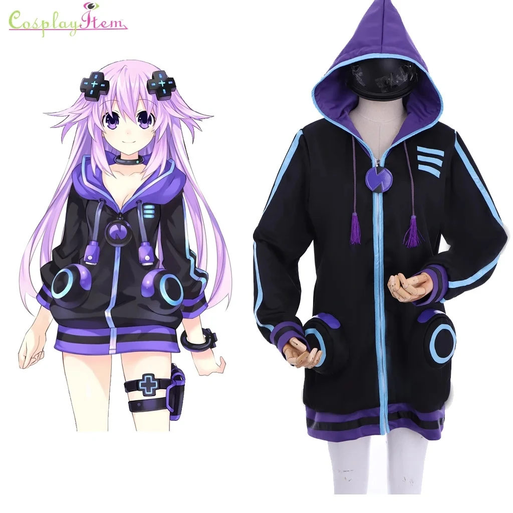 Толстовка с капюшоном Game Hyperdimension Neptunia Cos толстовка на молнии 3D принтом Neptune Purple Heart