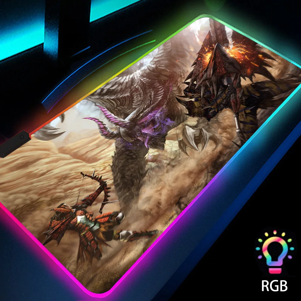 

RGB Backlight Mat Gaming Mouse Pad LED Mats with Backlight Mousepad 400x450 Accessory Pc Gamer Monster Hunter Office Desk Desks