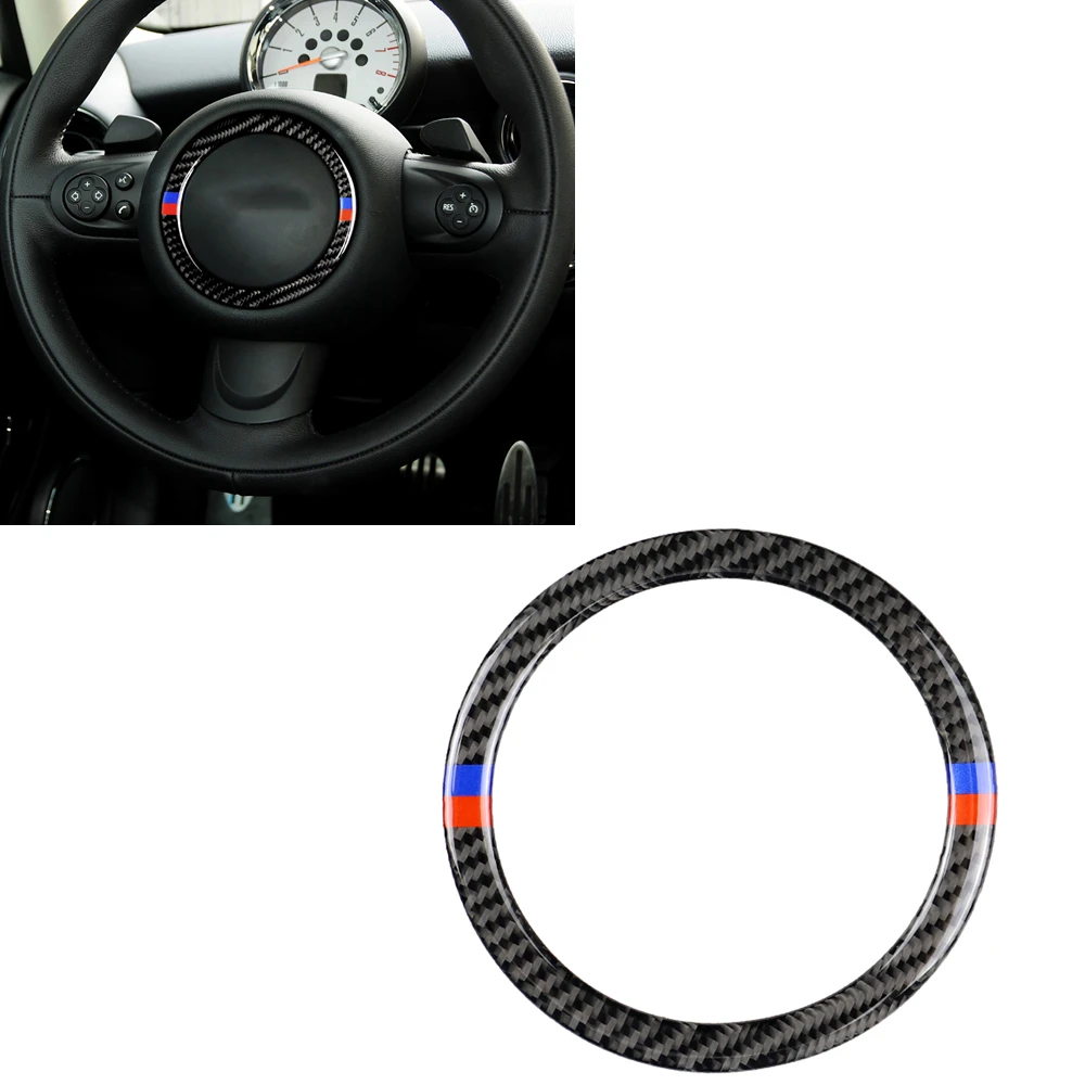 

Carbon Fiber Steering Wheel Ring Cover Trim Car Decor Sticker Panel Frame For Mini Cooper R Chassis R55 R56 R60 2007-2013