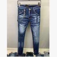2022 dsquared2 men hole jeans pencil pants motorcycle party casual trousers street denim clothing 9830