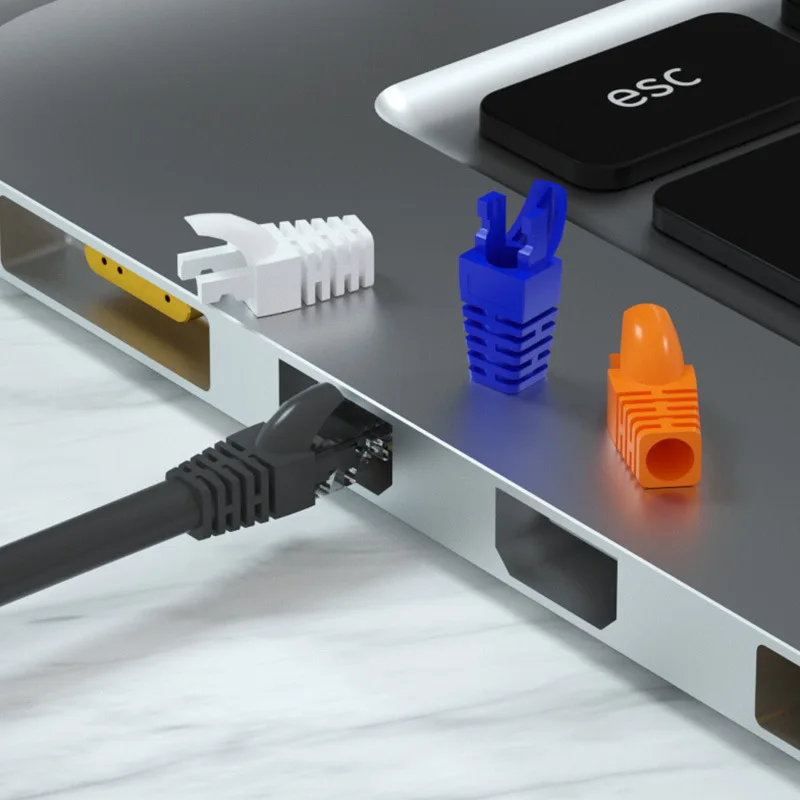 

Unique Special Type Protective Cover RJ45 Strain Relief Boots Ethernet Connector Plug Cover Cap for CAT5E/6 Cable Sata Cable
