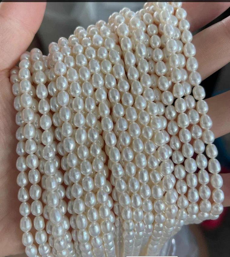 High Quality 3A Rice Shape Natural Fresh Water White Pearl Luxury Jewelry DIY Necklace Bracelet Earrings Loose Spacing Beads