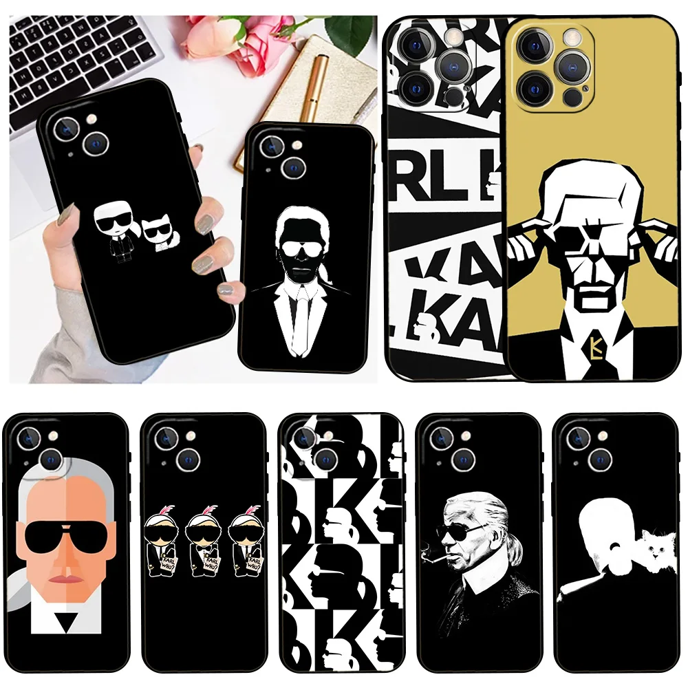 

Lagerfeld Brand Designer KARLs Case For Apple iPhone 13 Pro Max 11 12 XR 7 8 Plus SE 2020 X XS 6 6S 5 5S SE 2022 Phone Cover