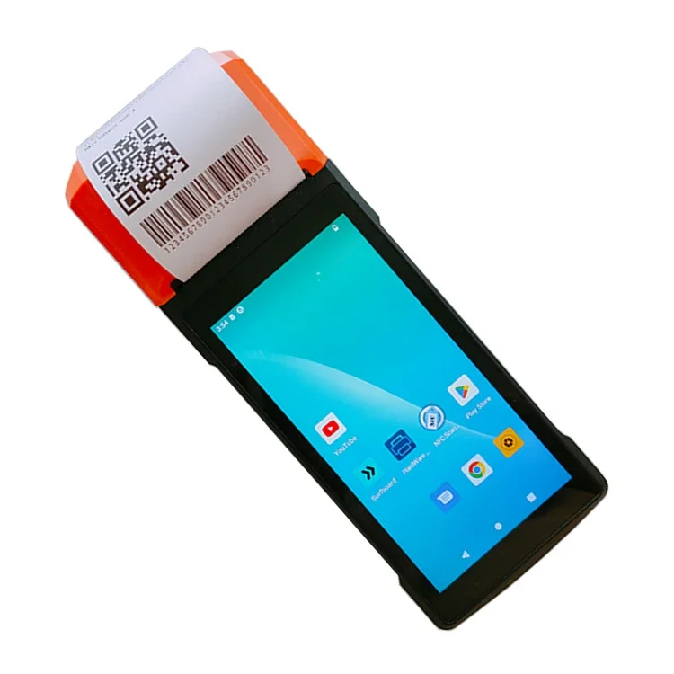 Фото Сертифицированная H10 портативная POS-система Android, 5 дюймов, 2 ОЗУ + 16ROM, 4G NFC, автономная мобильная платежная машина для билетов, лотереи, Blue Tooth №1