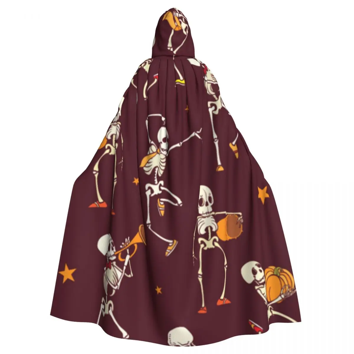 

Long Cape Cloak Dancing And Plating Music Skeletons Hooded Cloak Coat Autumn Hoodies