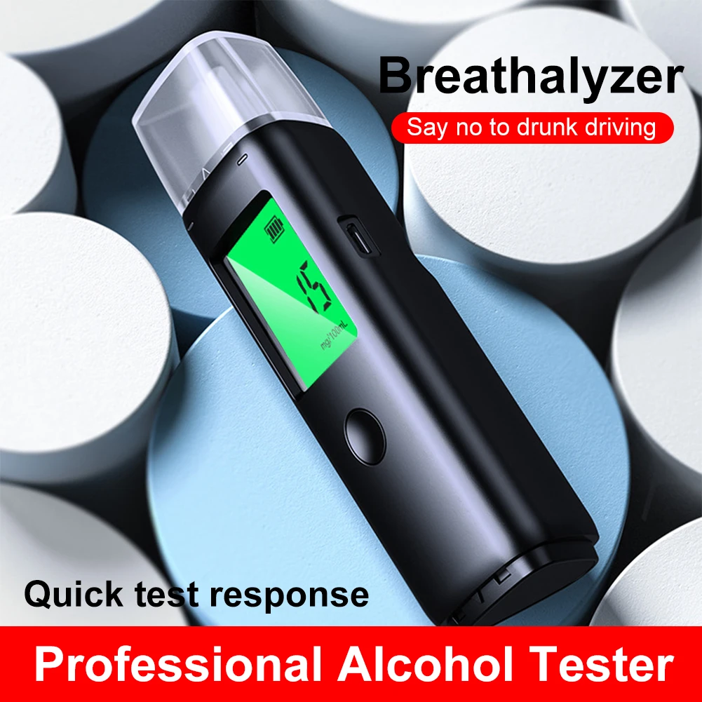 

Professional Alcohol Tester High Accuracy Breathalyzer USB Rechargeable Digital Alcohol Detector Portable Breath Alcohol Tester