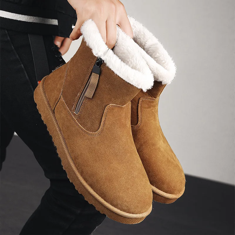 

Winter Outdoor Mens Velvet Warm Snow Boots Cotton Thickened Sport Cotton Boots Students Fashion Outer Wear Casual Shoes