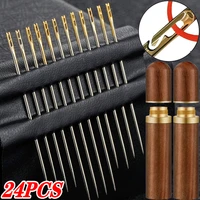 24pcs blind needle big hole stainless steel threading needles for diy jewelry making elastic string crystal thread