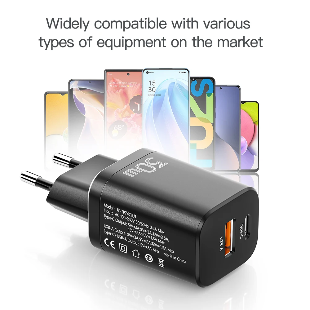 Зарядное устройство Essager сетевое с двумя портами USB Type-C и поддержкой быстрой