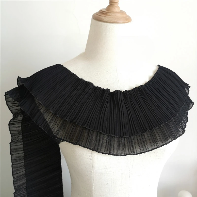 Шифоновая плиссированная кружевная отделка лента для шитья одежды своими руками