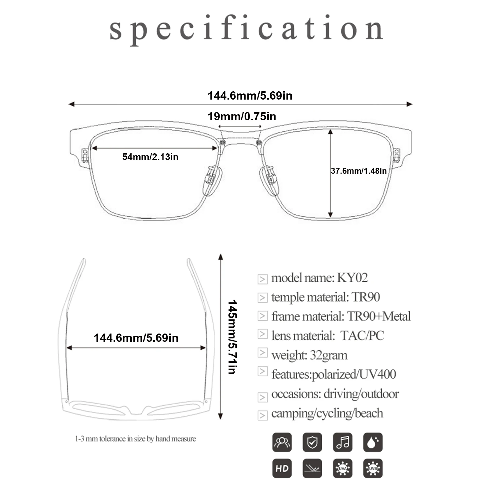 Беспроводные смарт-очки BT5.0 наушники для звонков аудио музыки интеллектуальные