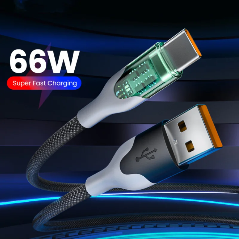 

6A USB Type C Cable For Huawei Honor 100W/66W Fast Charging Charger USB C Data Cord Cable For Xiaomi Poco Oneplus Samsung 1/1.5m