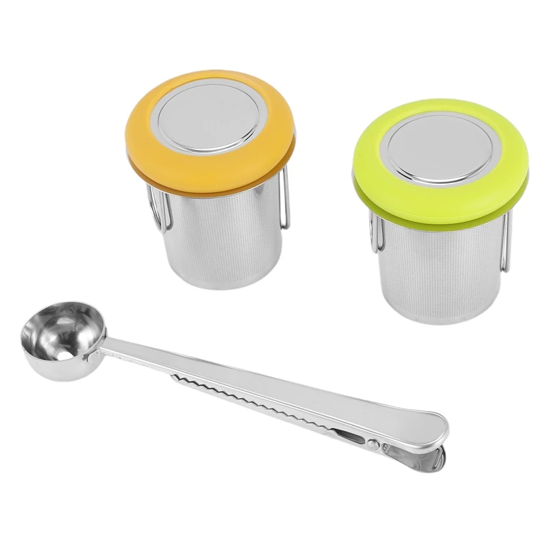 

2 Pack Tea Infusers With Tea Scoop Tea Strainer With Folding Handle Tea Filter Extra Fine Mesh Strainer Brewing Basket