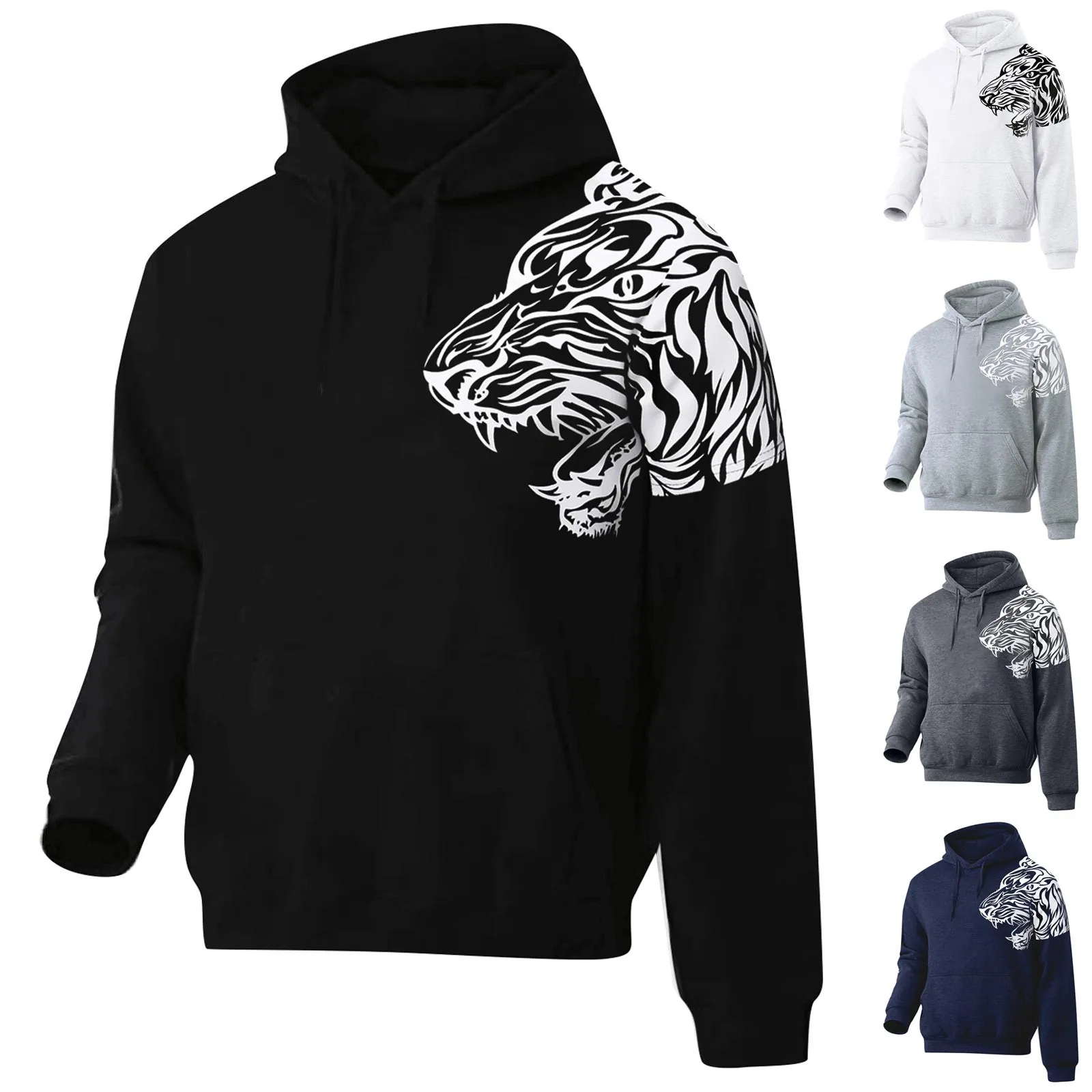 

h Men's Autumn And Winter Fashion Casual Letter Pattern Printed Hoodie With Pocket Velvet Mens Thermal Sweatshirt