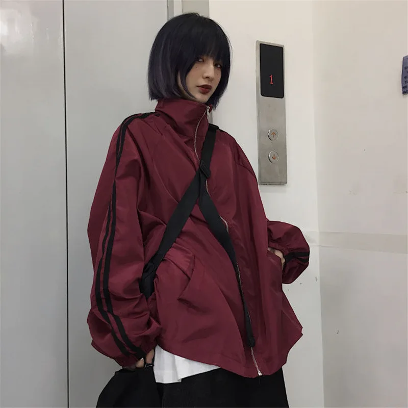 

Jackets Women BF Style Chic Harajuku Sun-proof Leisure Spring Couples Jacket Zipper High Street All-match Popular Teens Outwear