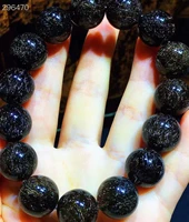 natural black copper rutilated quartz bracelet 15mm big size woman man clear round beads stretch 8mm 9mm 10mm12mm 14mm aaaaaa