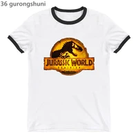 new cute movie show jurassic world dominion t shirt dinosaur graphic print women clothes female short sleeve black side tees top