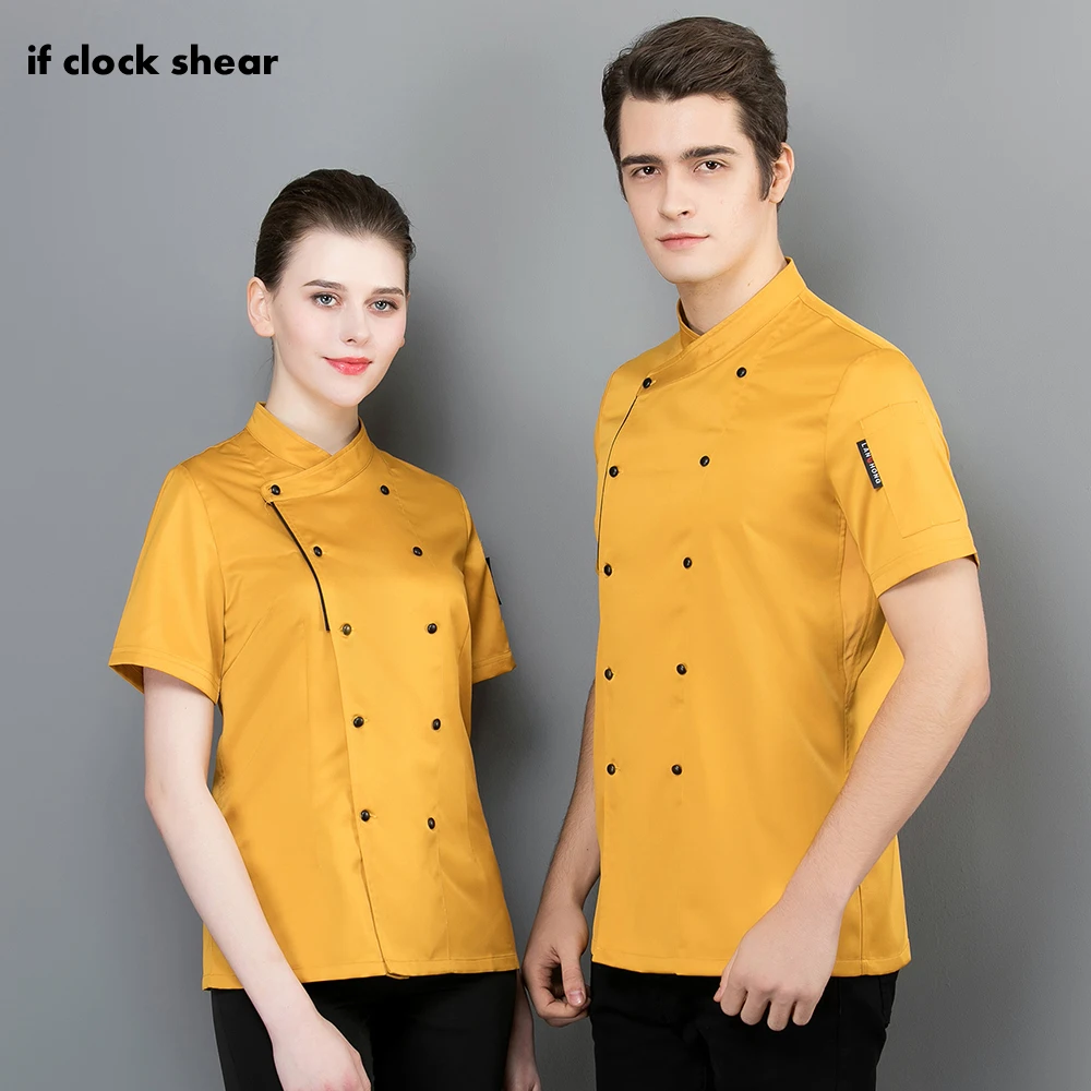 

Upscale Hotel Chef Uniform Male Restaurant Kitchen Catering Baking Chef Uniform Classic High Quality Workwear Short Sleeve Woman