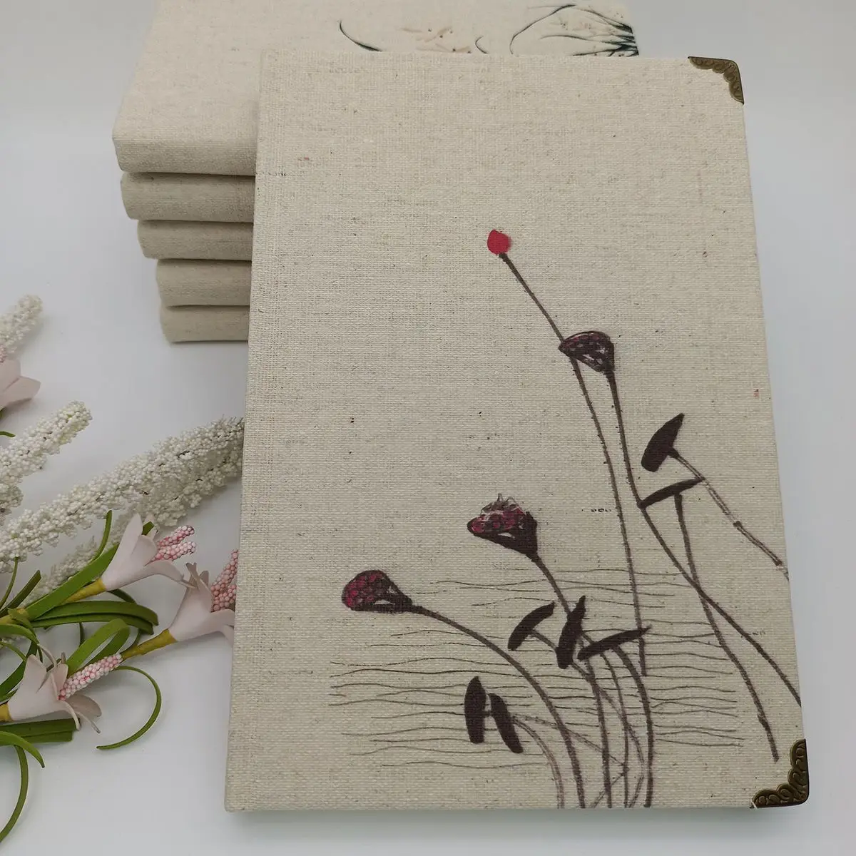 

Creative Chinese Style Vintage Hardcover Linen Cover Notebook Diary Notebook Travel Journal Book Lined A5