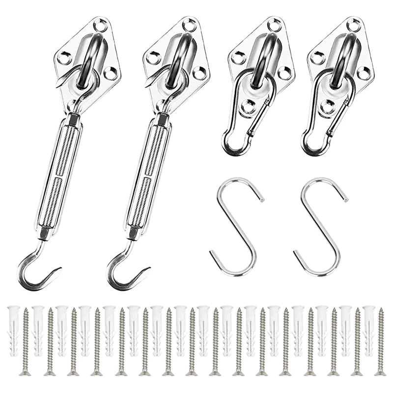 

40 Pcs Shade Sail Hardware Kit, For Outdoor Patio Square And Rectangle Triple-Cornered Sun Shade Sails Installation