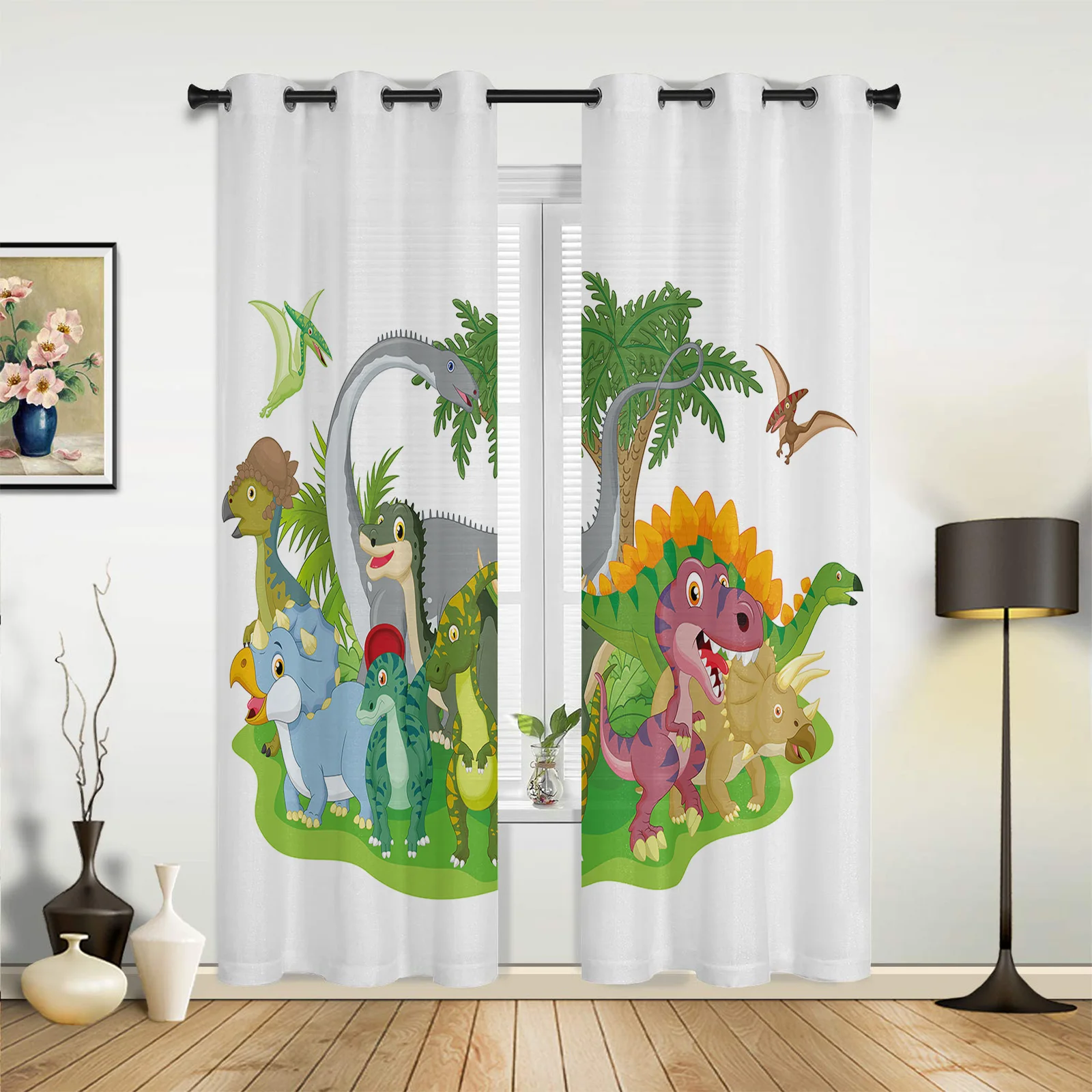 

Цветные оконные шторы в виде динозавра для гостиной, Современный домашний декор, кухонные оконные драпировки для спальни