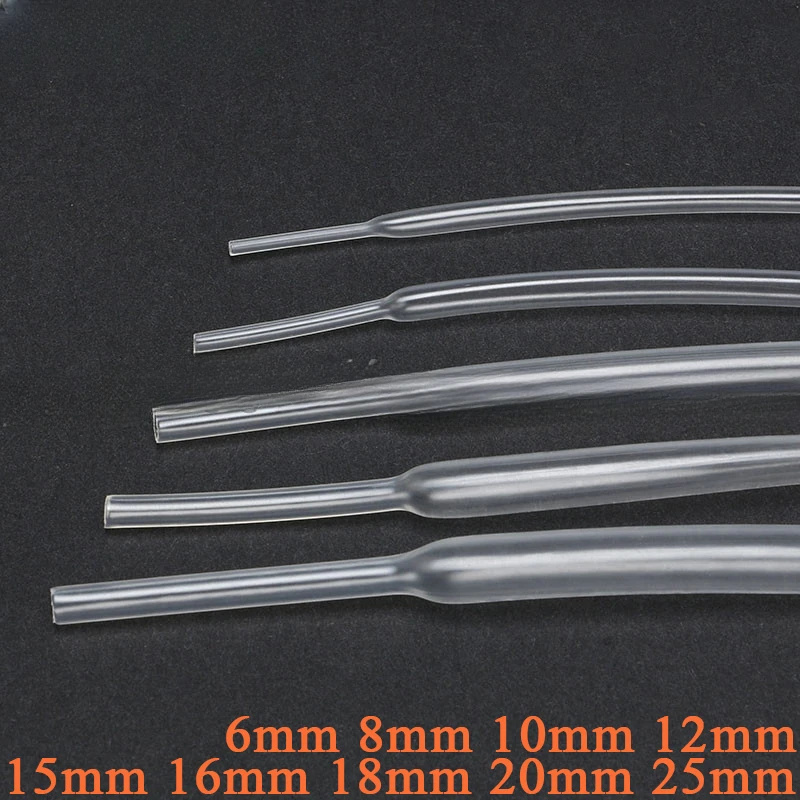 

1Meter Heat Shrink Tube 6/8/10/12/15/16/18/20/25mm 2:1 Transparent HeatShrink Tubing Shrinkable Sleeving Wrap DIY Wire