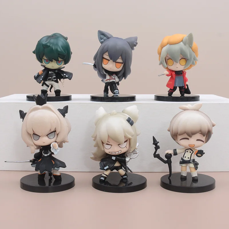 

6 Pcs/set Cartoon Anime Arknights PVC Model Q Version Amiya Desk Ornament Plate Holder Action Figure Toys Fans Collection Gifts