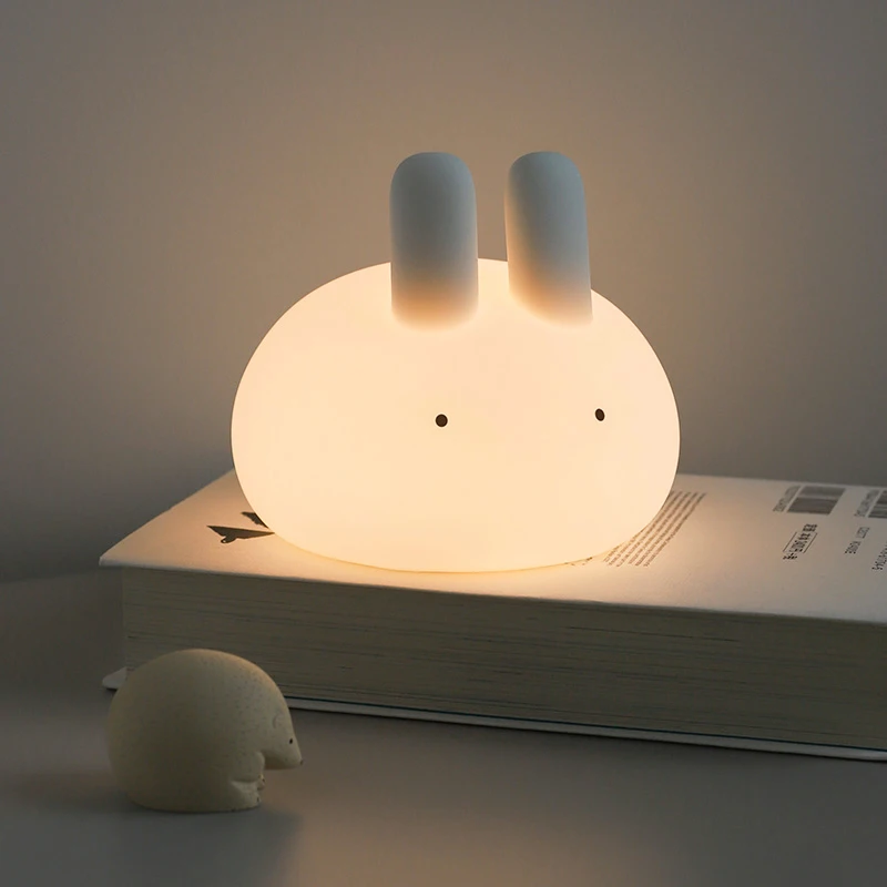 Soft Silicone Rechargeable Night Light Bunny Baby Lighting Mom Girlfriend Gift for Kid Bedroom Decoration Cute Bunny Lamp