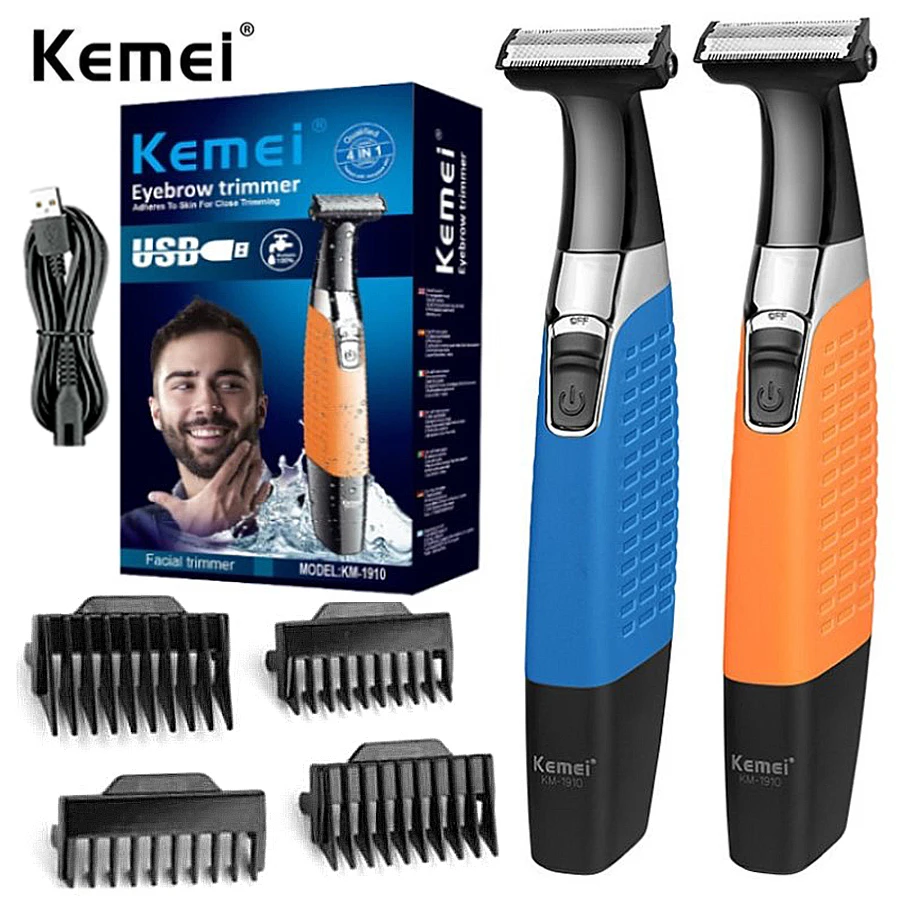 

Профессиональная Бритва для мужчин Kemei, перезаряжаемая машинка для стрижки бороды, Водонепроницаемая бритва, машинка для бритья волос, уход за лицом