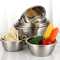multifunctional stainless steel drain basin rice sieve vegetables fruits cleaning basket mesh strainer filter kitchen utensils