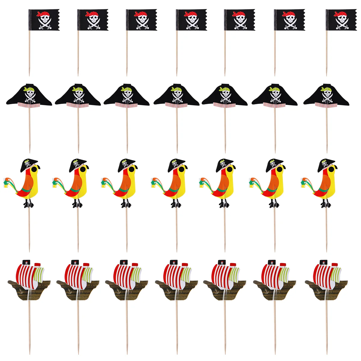 

40pcs Pirate Theme Fashion Cake Insert Cards Fruit Toppers for Cosplay Party Festival