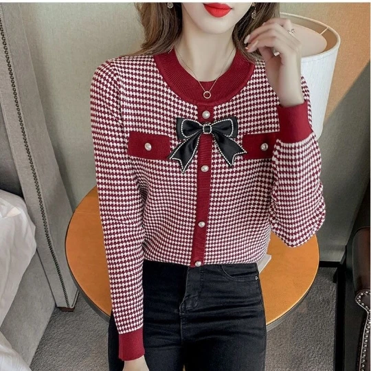 

Girl Grid NEW Lady Knit Women Pullover Sweaters Long Sleeve Tops Fashionable Solid Knitwear Women's Sweater Cardigan Coat Cloth
