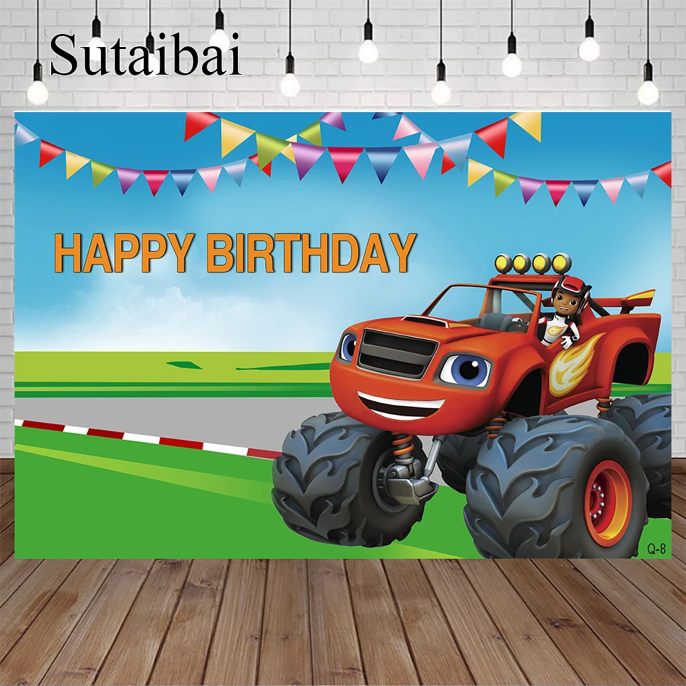 Race Theme Photo Curtain Birthday Background Car Backdrop Grid Banner Child Baby Photography Photozone Photophone