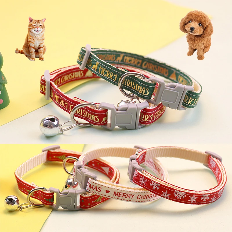 

Рождественский воротник-колокольчик, кошачий воротник, регулируемый шейный ремешок, щенок, котенок, воротник для чихуахуа с искусственной ...