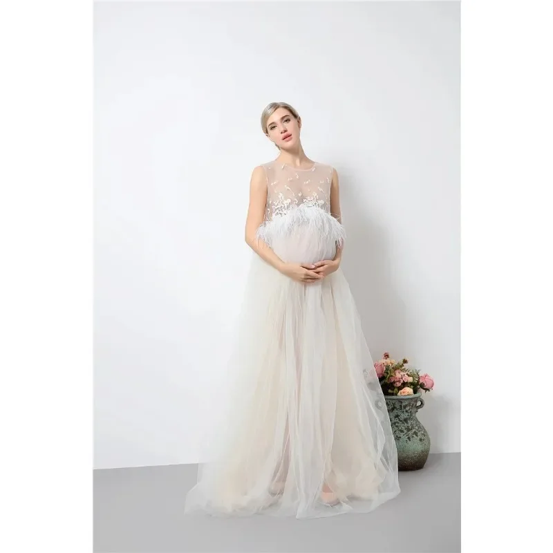 Белое кружевное платье для будущих мам реквизит беременных Одежда женщин костюм