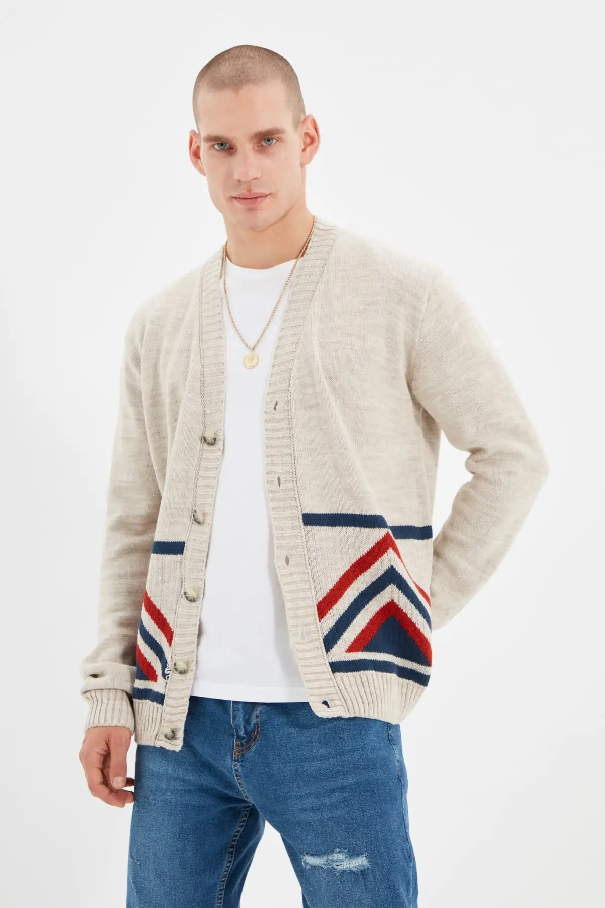 

Trendyol Men 'S Regular Fit Triangular Pattern Cardigan TMNAW22HI0382