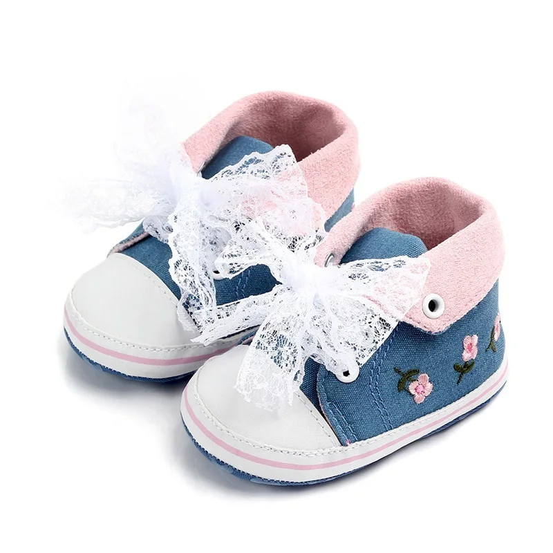 

Kruleepo Baby Girls Boys Canvas Cloth First Walkers Shoes Newborn Kids Toddler All Seasons Lace Bowtie Casual Mules Schuhe