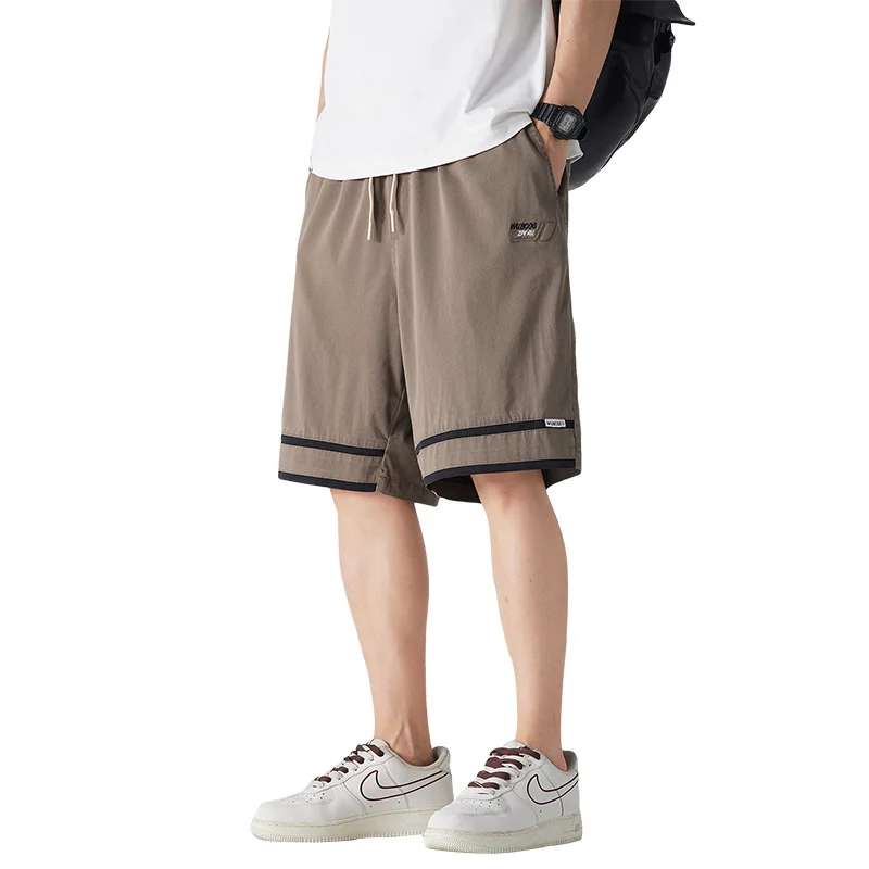 

Шорты-карго мужские с эластичным поясом, повседневные свободные прямые спортивные с кулиской и вышивкой персонажа, лето