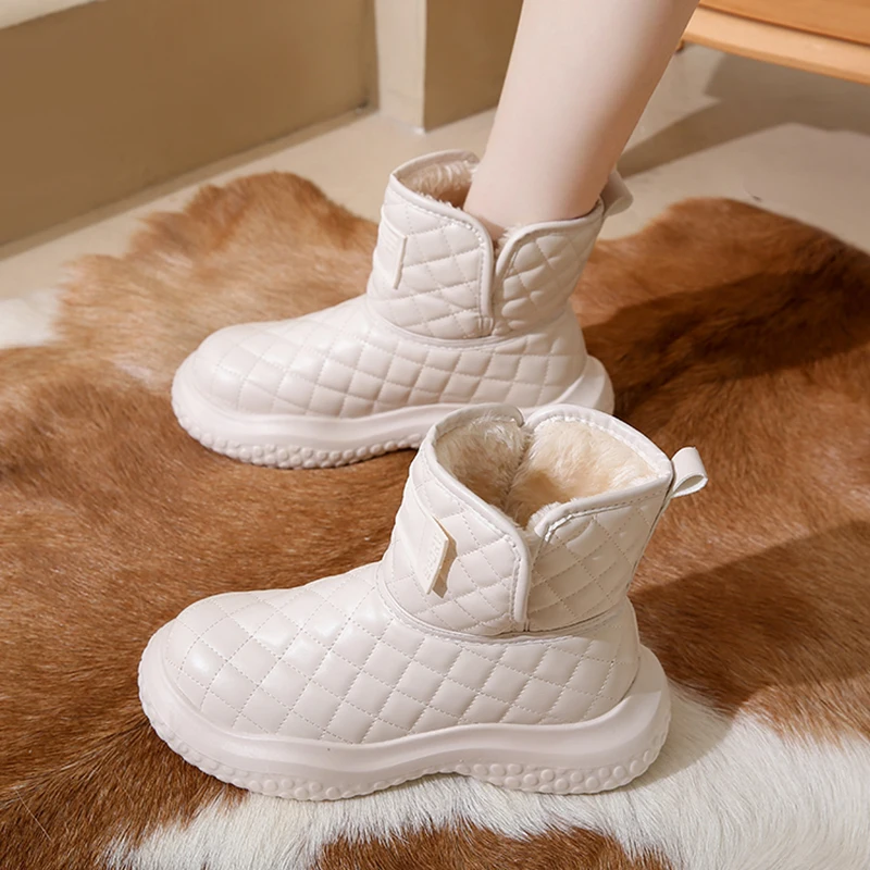 

Round Toe Flat Heel Shoes Lady Boots Winter Footwear Australia Clogs Platform Med Rubber 2022 White Snow Ankle Slip-On Solid La
