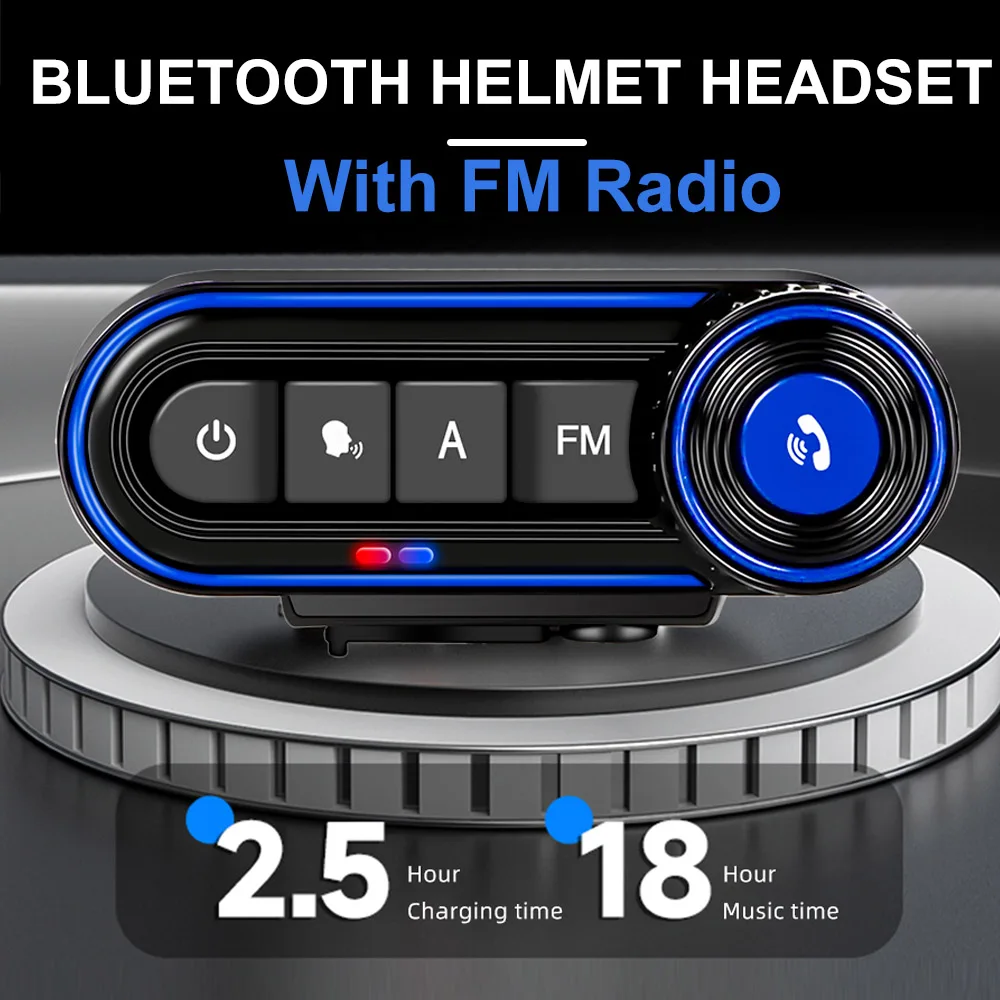 

Bluetooth 5.3 Motorcycle Helmet Headset Wireless Headset FM Radio Waterproof Handsfree Headphone Voice Control Music Player Kit