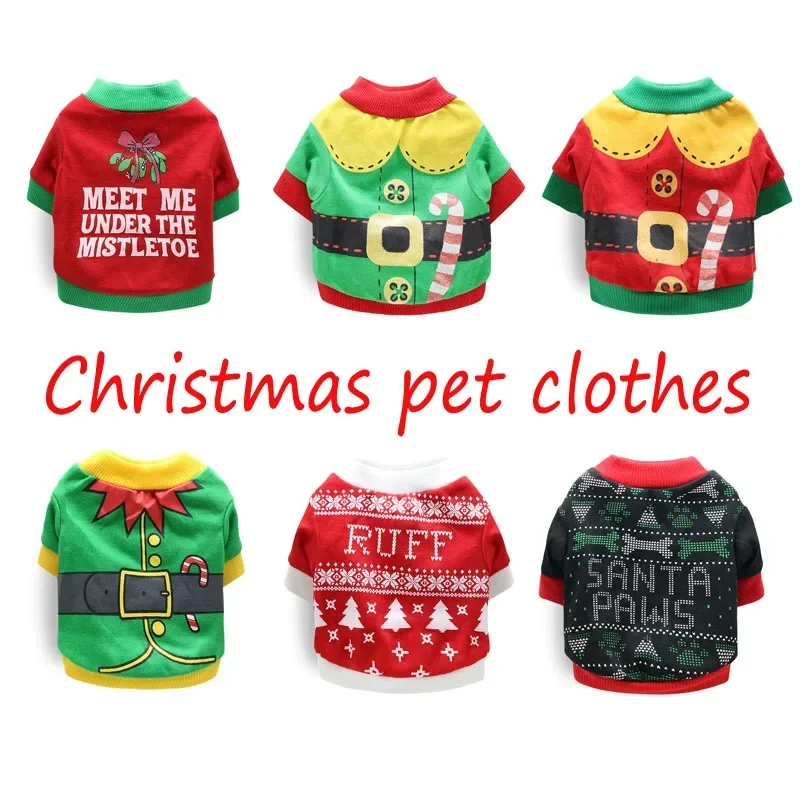

Winter Warm Pet Sweater Christmas Pet Dog Clothes Cat Fall and Winter Polyester Material Small Puppy Holiday Coat
