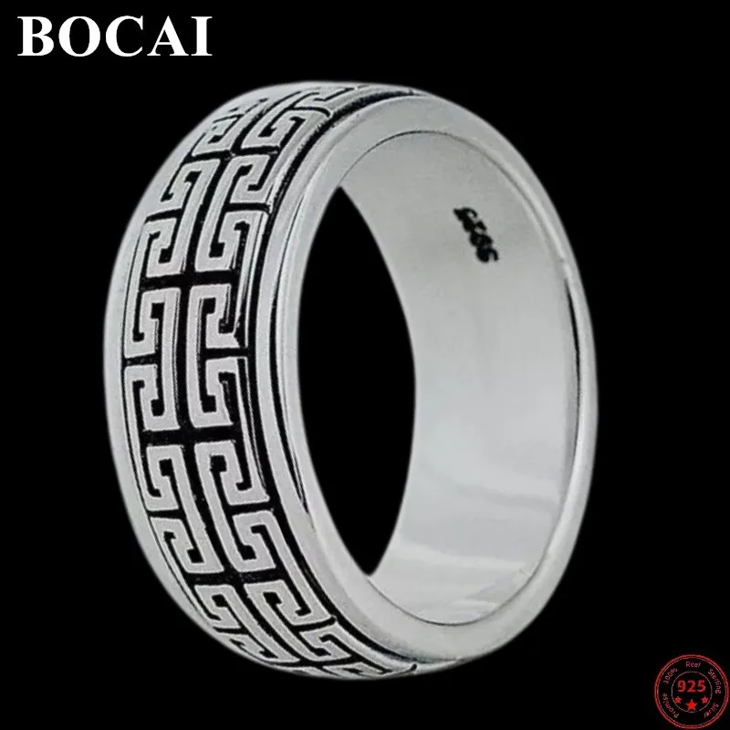 

Мужские и женские кольца BOCAI S925 из стерлингового серебра 2023 пробы, новая мода, рисунок Великой стены, привлекает богатство, серебряный Амулет, ювелирные изделия