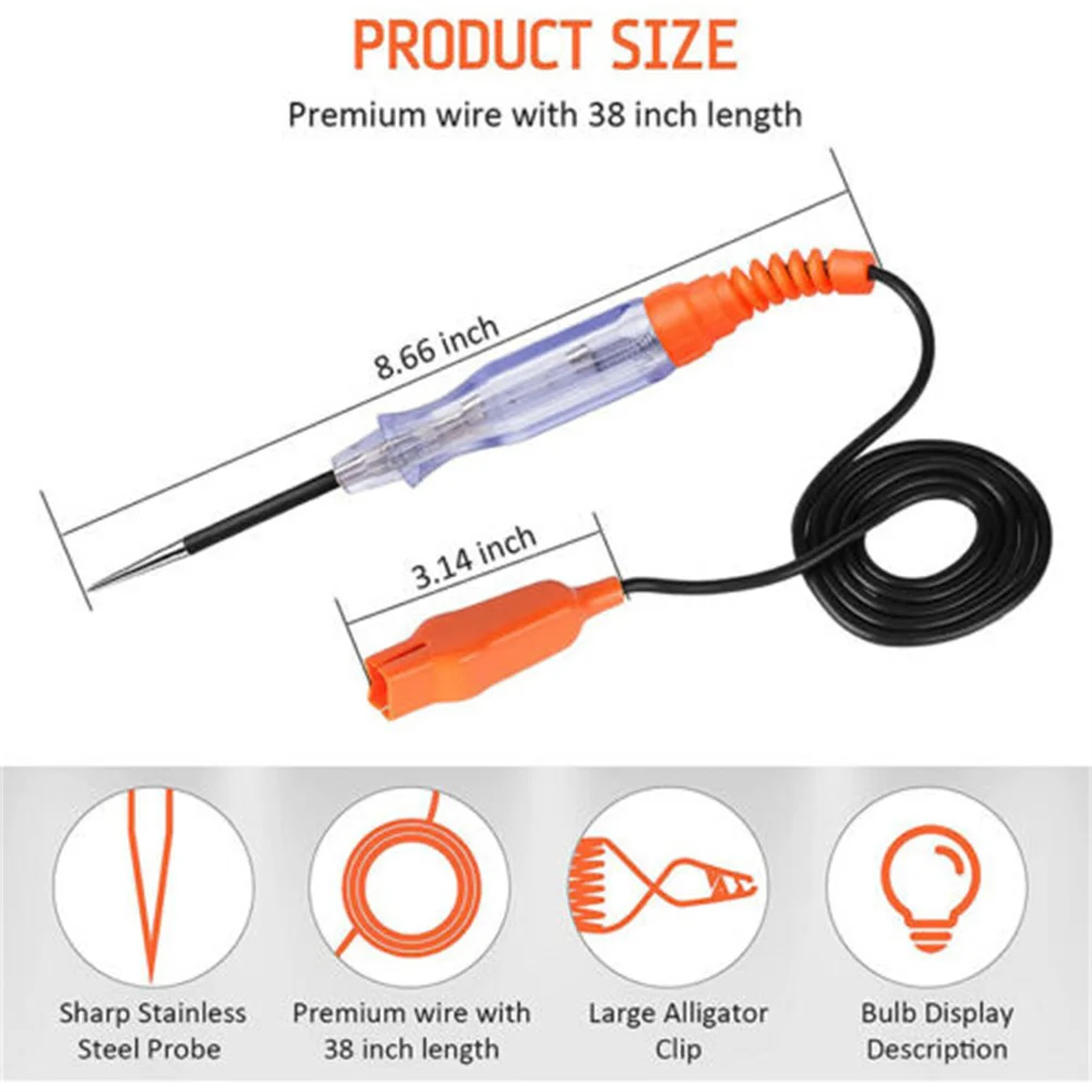 

Probe Tool Circuit Tester Test Wire Shatter-proof Black & Red DC 6-24V