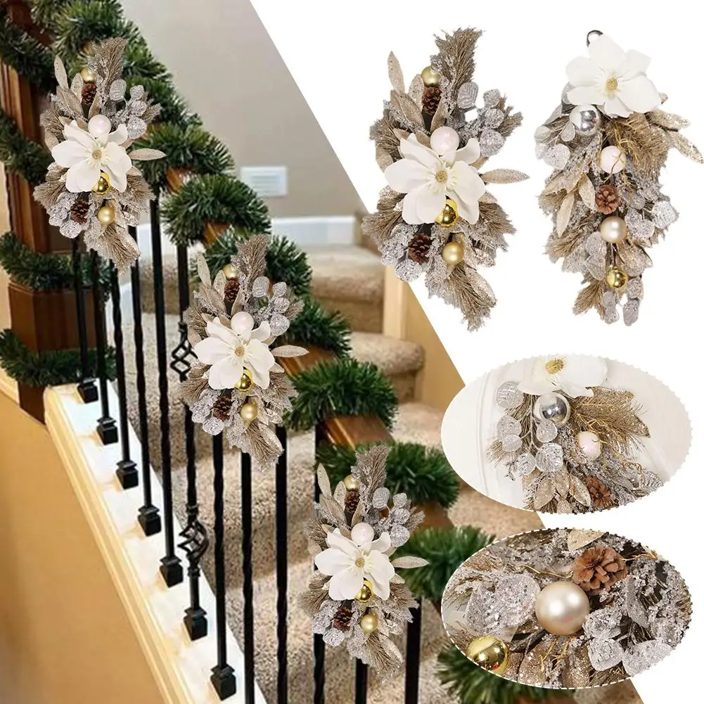 Рождественские каплевидные венок золотые искусственные сосны рождественские