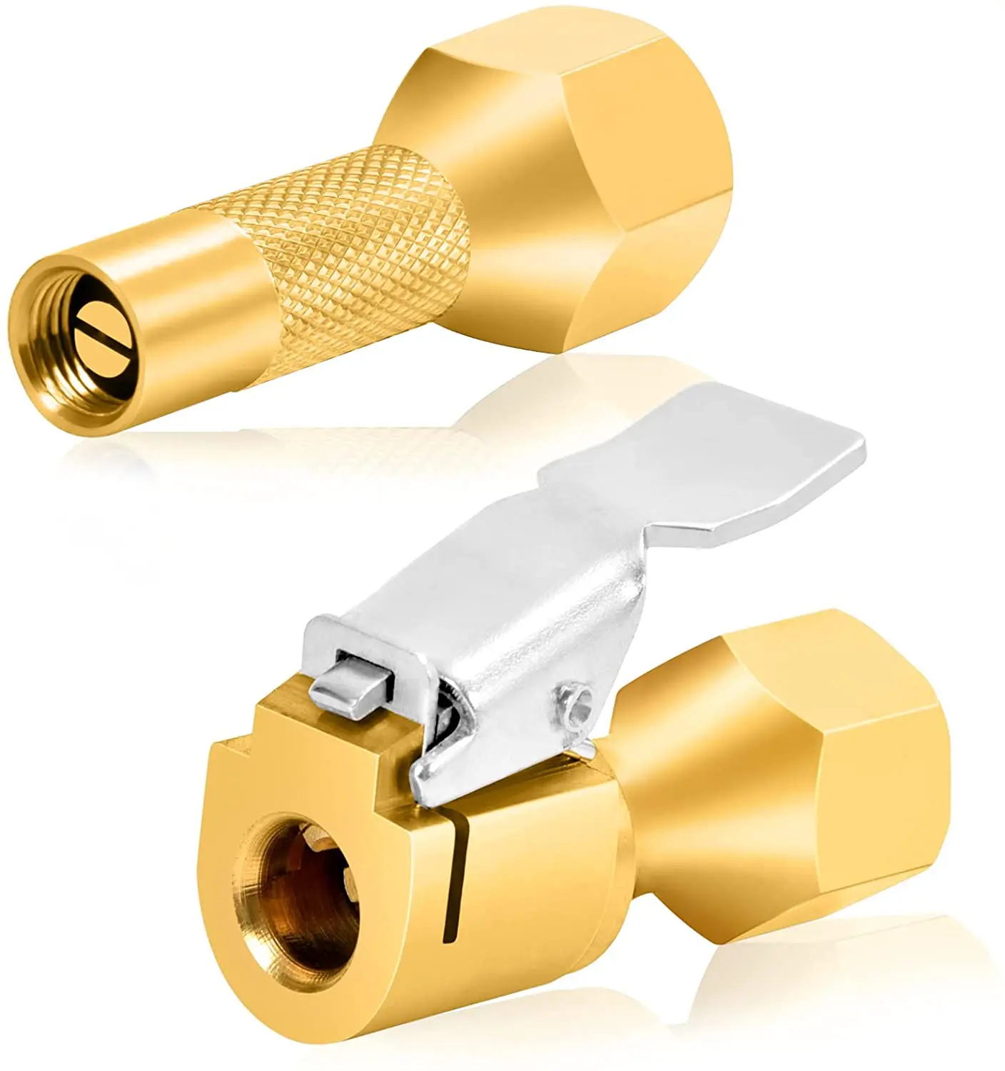 

ATsafepro 2pcs Air Chuck Locking Chuck for Tire Inflator Nozzles Pack of Clip-on and Twist-on Chucks Auto Accessories1/4" NPT