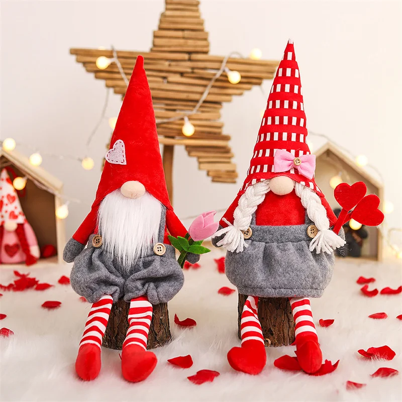 

Valentine's Day Festival Seated Long-Legged Faceless Forest Man Doll Party Decoration Home Decor Table Event Festive Supplies
