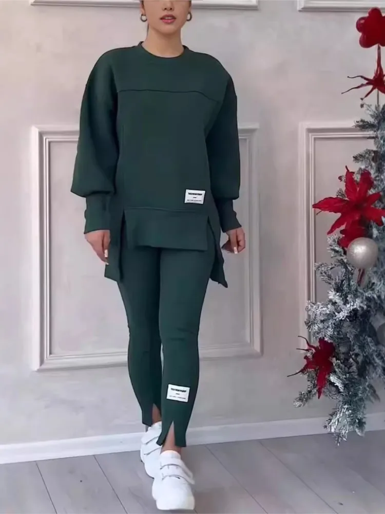 Женский спортивный костюм из двух предметов повседневный однотонный Свободный